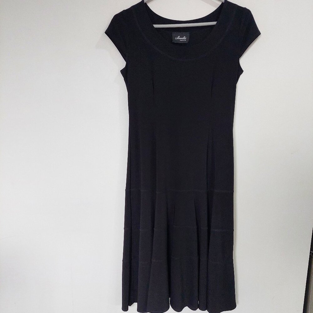 Marallis Cap Sleeve Ruffle Black Dress Size S